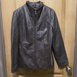 Worthington Women's Leather Jacket - Dark Brown